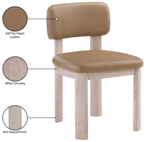 Olive Tan Vegan Leather Upholstered Dining Chair, 2-Piece