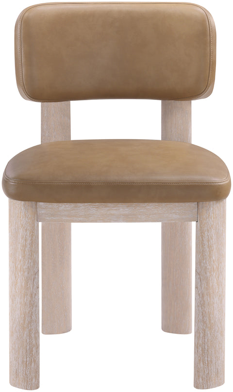 Olive Tan Vegan Leather Upholstered Dining Chair, 2-Piece