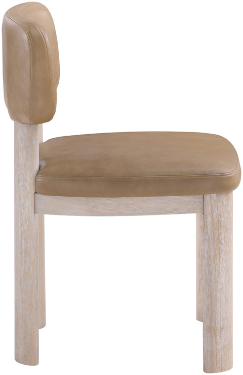 Olive Tan Vegan Leather Upholstered Dining Chair, 2-Piece