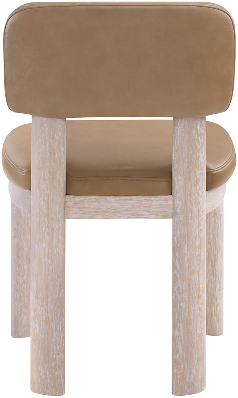Olive Tan Vegan Leather Upholstered Dining Chair, 2-Piece