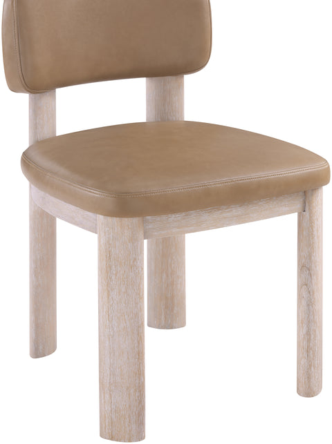 Olive Tan Vegan Leather Upholstered Dining Chair, 2-Piece