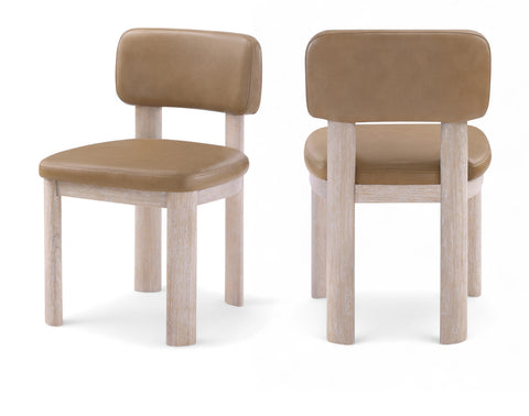 Olive Tan Vegan Leather Upholstered Dining Chair, 2-Piece