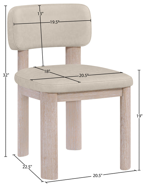 Olive Taupe Vegan Leather Upholstered Dining Chair, 2-Piece