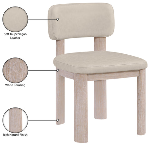 Olive Taupe Vegan Leather Upholstered Dining Chair, 2-Piece