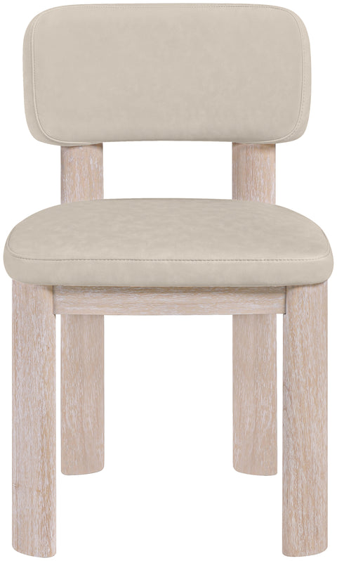 Olive Taupe Vegan Leather Upholstered Dining Chair, 2-Piece