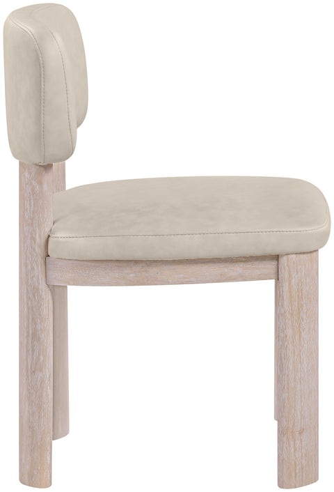 Olive Taupe Vegan Leather Upholstered Dining Chair, 2-Piece