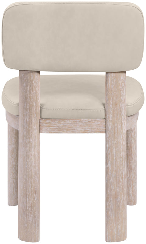Olive Taupe Vegan Leather Upholstered Dining Chair, 2-Piece