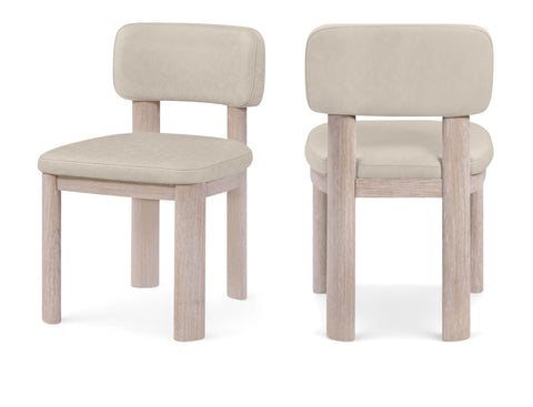 Olive Taupe Vegan Leather Upholstered Dining Chair, 2-Piece