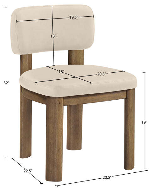 Olive Beige Vegan Leather Upholstered Dining Chair, 2-Piece