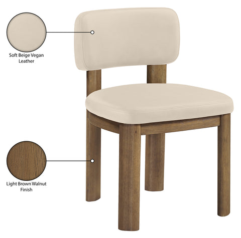 Olive Beige Vegan Leather Upholstered Dining Chair, 2-Piece