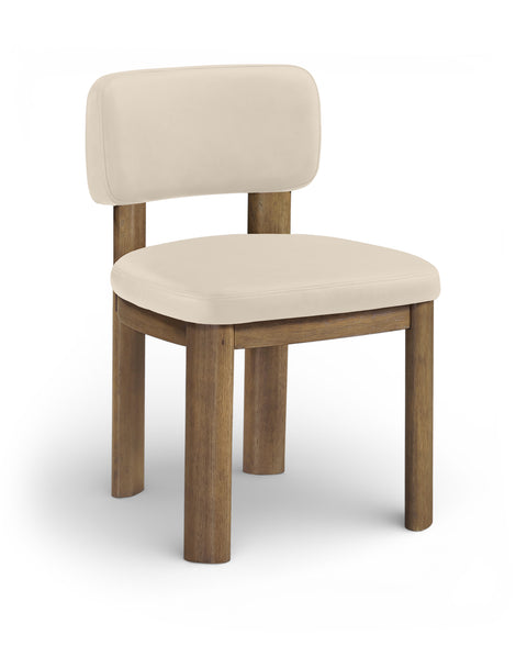 Olive Beige Vegan Leather Upholstered Dining Chair, 2-Piece