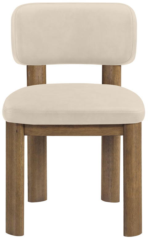 Olive Beige Vegan Leather Upholstered Dining Chair, 2-Piece