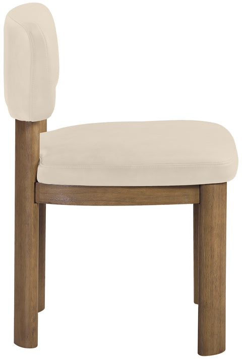 Olive Beige Vegan Leather Upholstered Dining Chair, 2-Piece