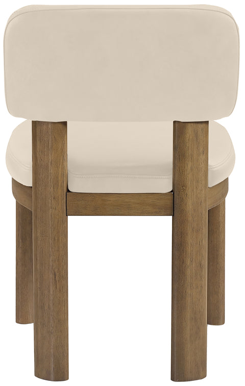 Olive Beige Vegan Leather Upholstered Dining Chair, 2-Piece