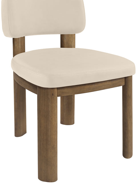 Olive Beige Vegan Leather Upholstered Dining Chair, 2-Piece