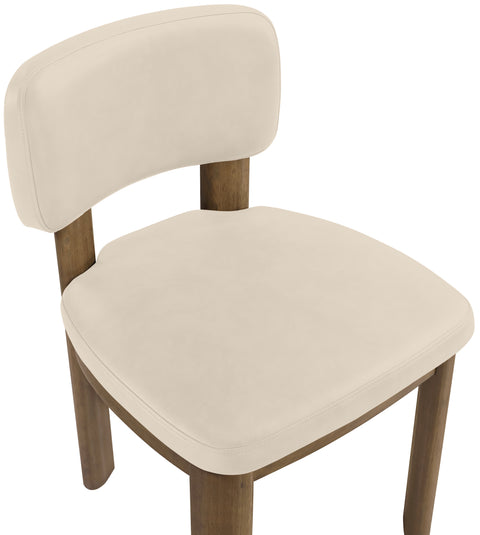 Olive Beige Vegan Leather Upholstered Dining Chair, 2-Piece