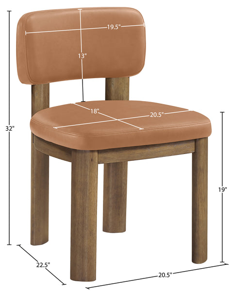 Olive Cognac Vegan Leather Upholstered Dining Chair, 2-Piece (Style 2)