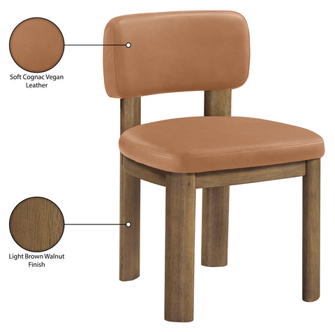 Olive Cognac Vegan Leather Upholstered Dining Chair, 2-Piece (Style 2)