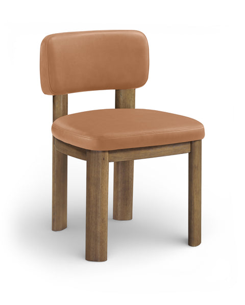 Olive Cognac Vegan Leather Upholstered Dining Chair, 2-Piece (Style 2)