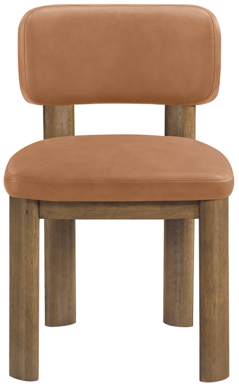 Olive Cognac Vegan Leather Upholstered Dining Chair, 2-Piece (Style 2)