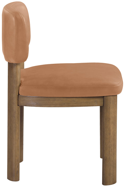Olive Cognac Vegan Leather Upholstered Dining Chair, 2-Piece (Style 2)