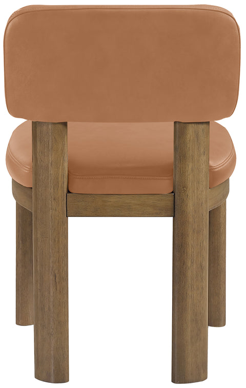 Olive Cognac Vegan Leather Upholstered Dining Chair, 2-Piece (Style 2)