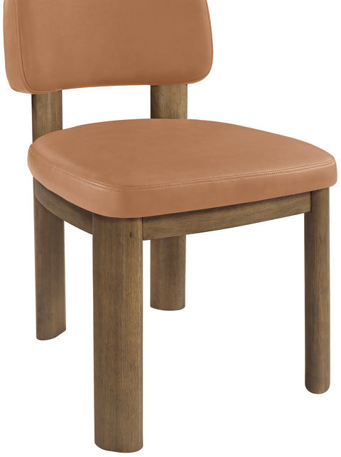Olive Cognac Vegan Leather Upholstered Dining Chair, 2-Piece (Style 2)