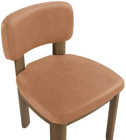 Olive Cognac Vegan Leather Upholstered Dining Chair, 2-Piece (Style 2)