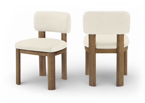 Olive Cream Vegan Leather Upholstered Dining Chair, 2-Piece (Style 2)