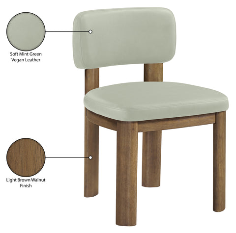 Olive Mint Vegan Leather Upholstered Dining Chair, 2-Piece