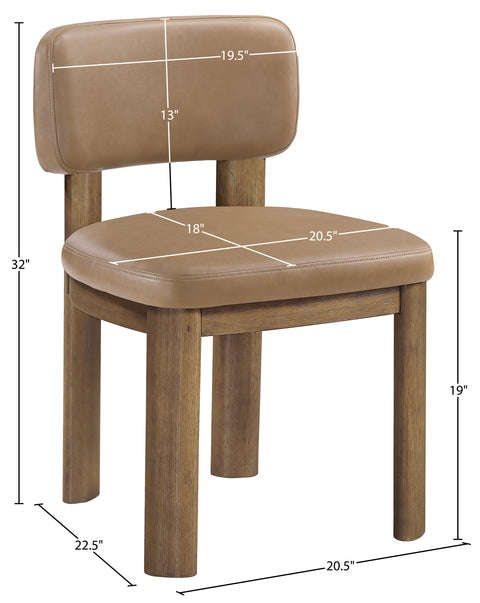 Olive Tan Vegan Leather Upholstered Dining Chair, 2-Piece (Style 2)