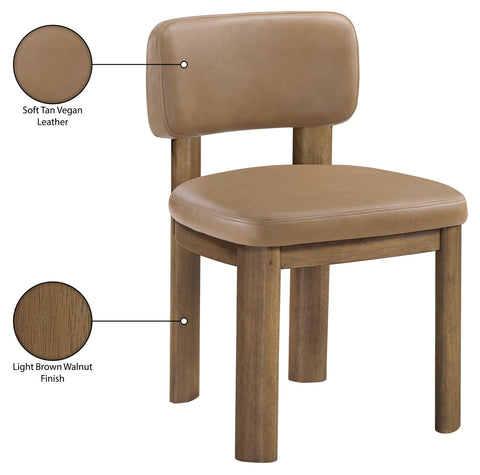 Olive Tan Vegan Leather Upholstered Dining Chair, 2-Piece (Style 2)