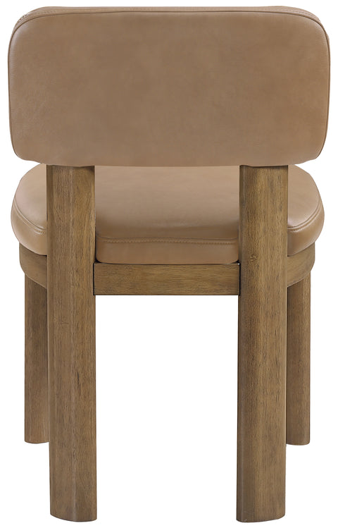 Olive Tan Vegan Leather Upholstered Dining Chair, 2-Piece (Style 2)
