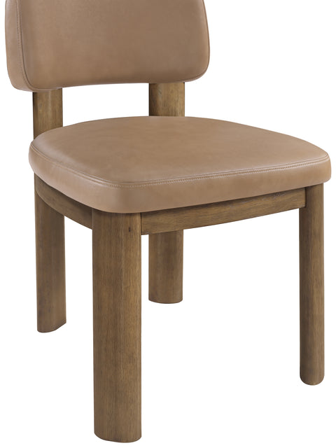 Olive Tan Vegan Leather Upholstered Dining Chair, 2-Piece (Style 2)