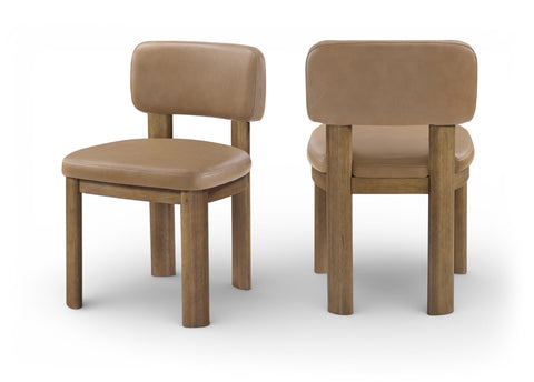 Olive Tan Vegan Leather Upholstered Dining Chair, 2-Piece (Style 2)