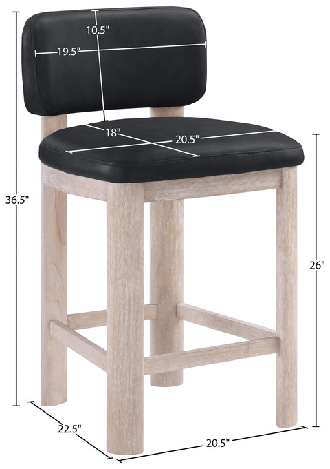 Olive Black Vegan Leather Upholstered Counter Stool, 2-Piece