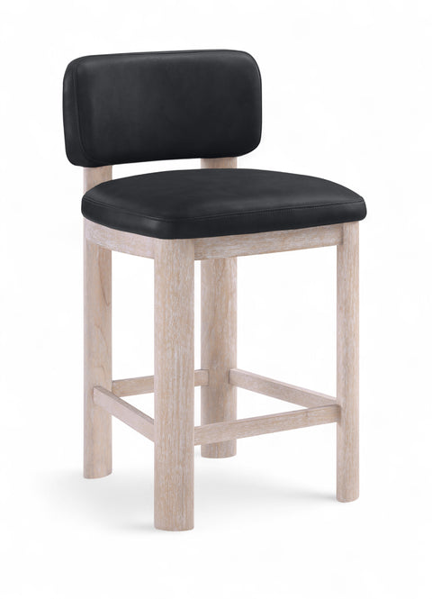 Olive Black Vegan Leather Upholstered Counter Stool, 2-Piece
