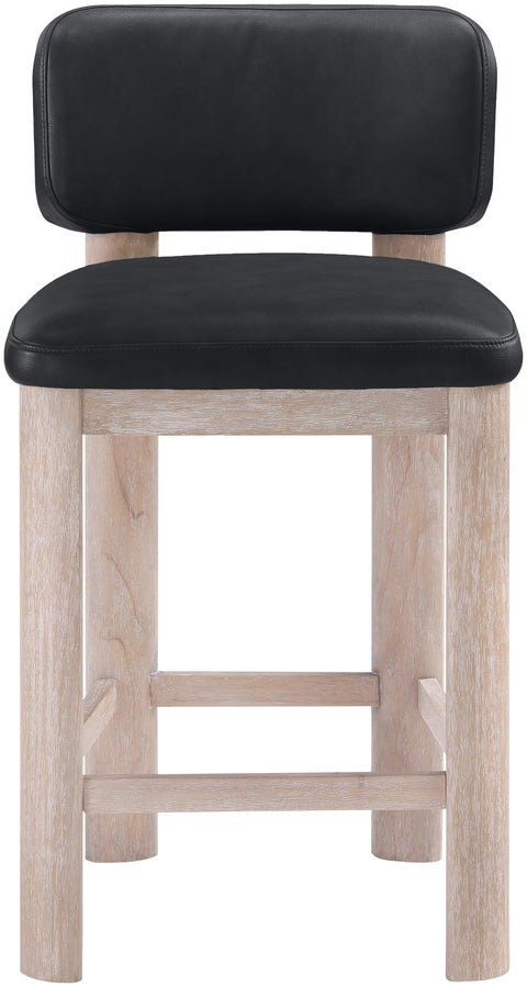 Olive Black Vegan Leather Upholstered Counter Stool, 2-Piece
