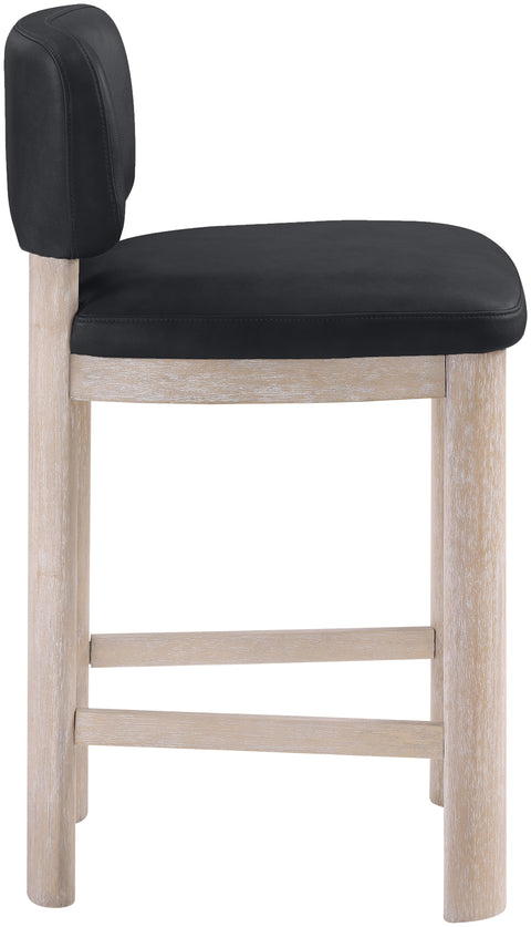Olive Black Vegan Leather Upholstered Counter Stool, 2-Piece