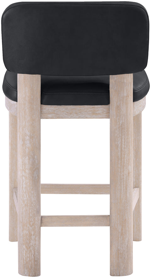 Olive Black Vegan Leather Upholstered Counter Stool, 2-Piece