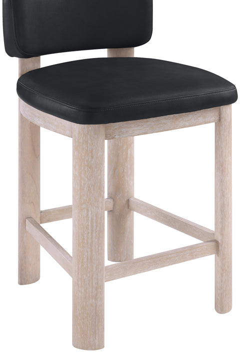 Olive Black Vegan Leather Upholstered Counter Stool, 2-Piece