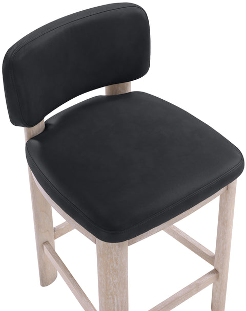 Olive Black Vegan Leather Upholstered Counter Stool, 2-Piece