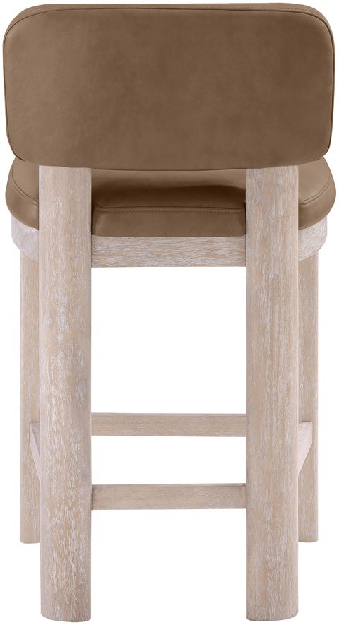 Olive Brown Vegan Leather Upholstered Counter Stool, 2-Piece