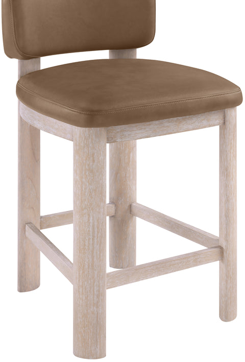 Olive Brown Vegan Leather Upholstered Counter Stool, 2-Piece