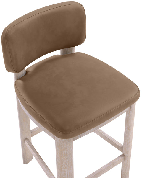 Olive Brown Vegan Leather Upholstered Counter Stool, 2-Piece