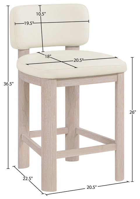 Olive Cream Vegan Leather Upholstered Counter Stool, 2-Piece