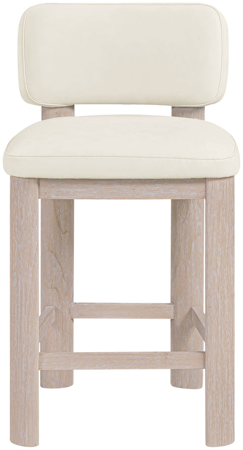Olive Cream Vegan Leather Upholstered Counter Stool, 2-Piece
