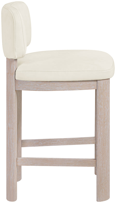 Olive Cream Vegan Leather Upholstered Counter Stool, 2-Piece