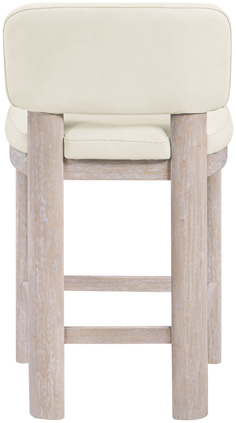 Olive Cream Vegan Leather Upholstered Counter Stool, 2-Piece
