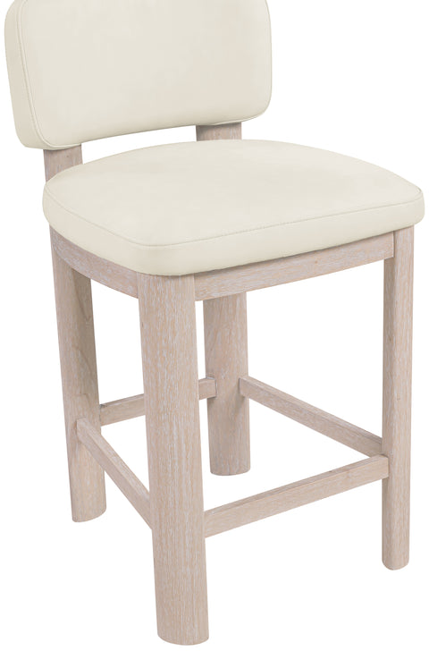 Olive Cream Vegan Leather Upholstered Counter Stool, 2-Piece